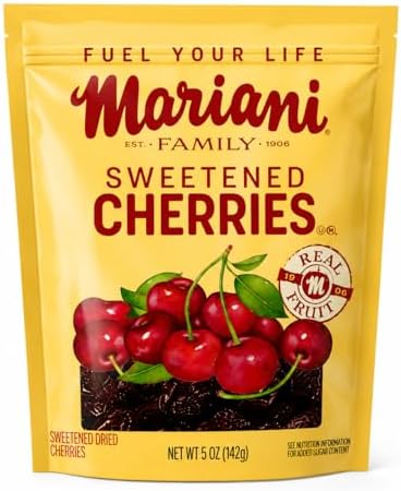 Mariani Sweetened Dried Cherries, Premium Tart & Sweet Cherry Snack, Resealable Bags, Great for Snacking, Baking & Trail Mix, 5 Oz (Pack of 6)