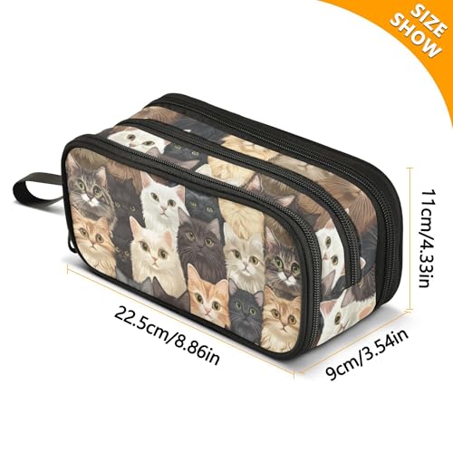 Image of Fisyme Vintage Cute Cats Pencil Case Large Capacity Pen Box Makeup Pouch Holder Organizer Stationery Bag for School Office College Traval