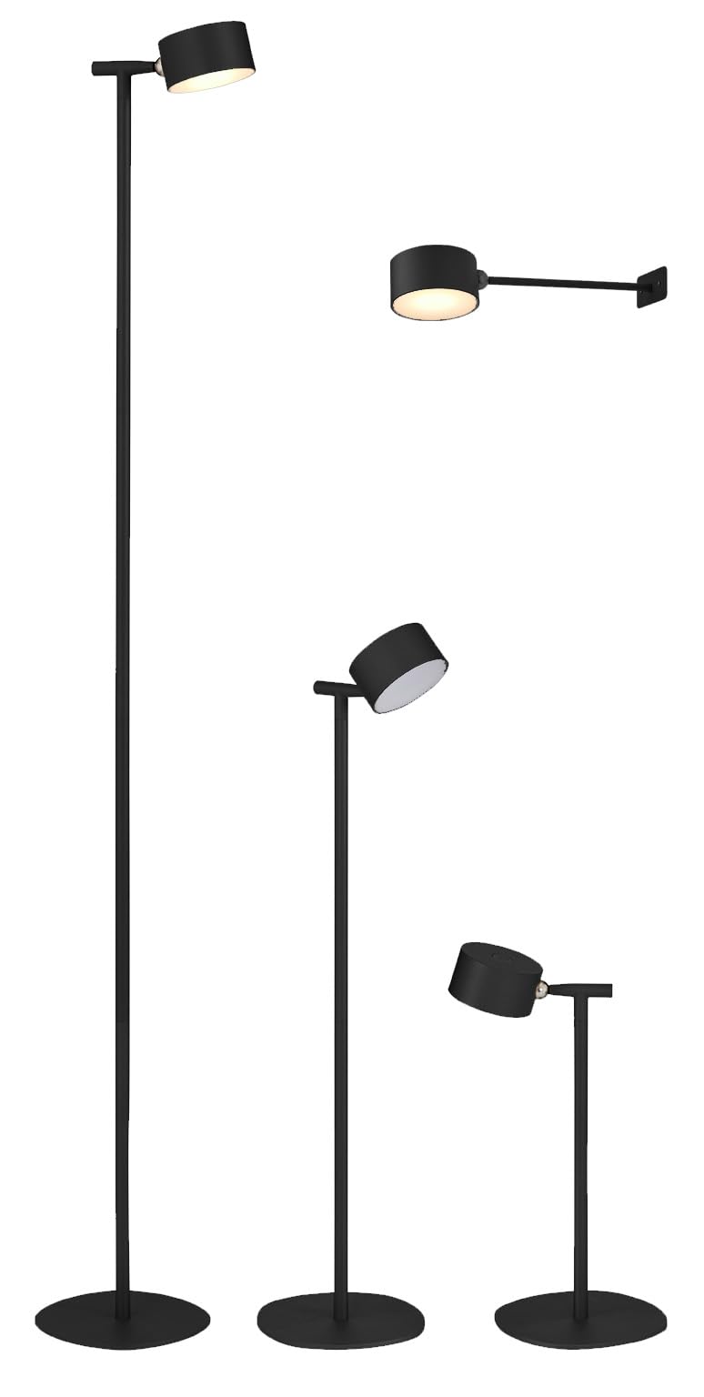 Northpoint LED Akku Stehlampe 3-in-1 Leselampe Dimmbar Flexibel als Steh- Tisch- & Wandleuchte Warmweißes Licht (3000K) Innen & Außen Höhenverstellbar bis 120 cm (schwarz)