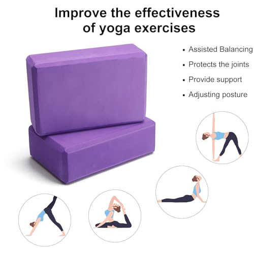 ZMDMAH Yoga Block 2er Set Yogablock YogablöCke Hochdichter Eva-Schaum,Rutschfest Leicht Geeignet für Yoga, Pilates, Fitness, Unisex (Lila, 1)