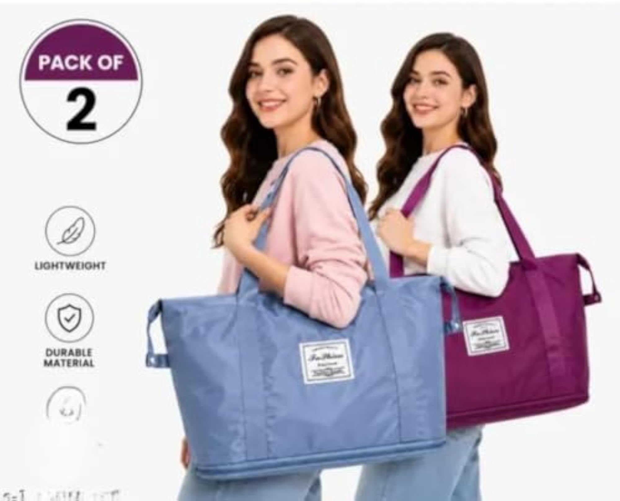 Expandable Travel Duffle Bags for Women, 42L Pack of 2