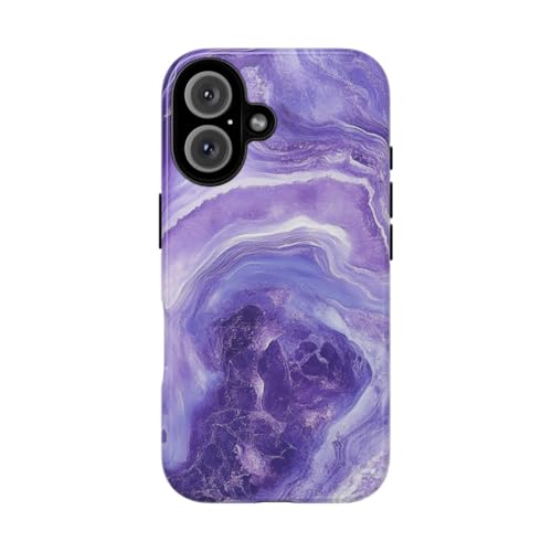 Coque iPhone 16 marbre violet rigide brillante coque de protection