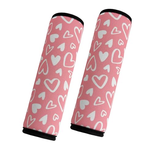 Image of 2 Pack VegaPunkLab Seat Straps Shoulder Pads for Kids - Seat Belt Cover Pad, Strap Wrap Cover for Bogg Bag, Perfect for Car Booster Seats, Strollers, High Chair, Backpacks, and More, Pink Heart