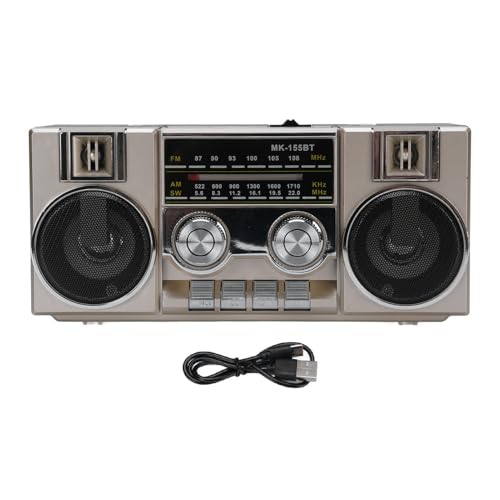 Image of Yoidesu Radios Portable AM FM SW, 4 in 1 Vintage Radio Bluetooth Speaker with Dual 5W Drivers, 1200mAh Battery 8 Hours of Battery Life, Gifts for Seniors Elderly (Gold)