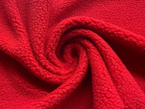 Tissu polaire sherpa rouge qualite superieure imitation mouton dense