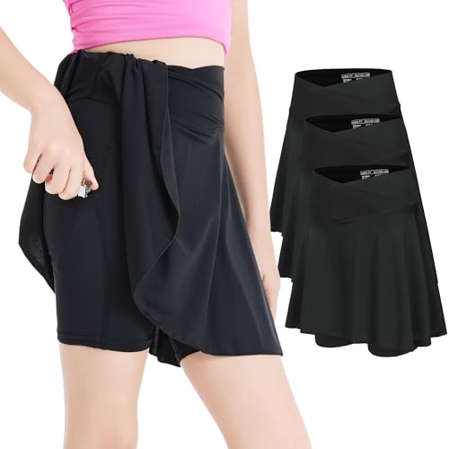 Image of Girls' 2-in-1 Flowy Butterfly Shorts with Pockets - Athletic Dance & Running Shorts for Ages 5-13