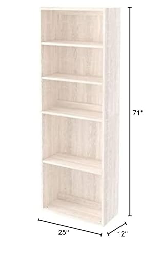 Signature Design By Ashley Dorrinson Modern Farmhouse 71" Bookcase With 4 Shelves, Weathered Whitewash #TOP4