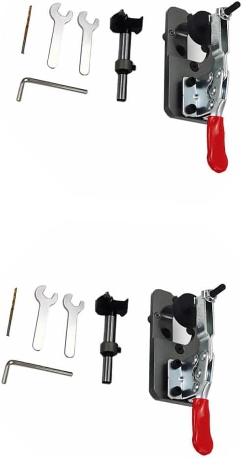 2sets Clamps for Woodworking Hinge Tool Drilling Positioner Dowel Jig Drilling Guide