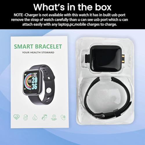 Image of Smart Watch with Fitness Tracker, 1.7 Inch Touch Screen, Heart Rate Monitor, Black Sports Band, Digital Display, Bluetooth Compatible