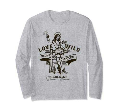 Country Western Retro Cowgirl Vintage Rodeo Tees para mujer Manga Larga