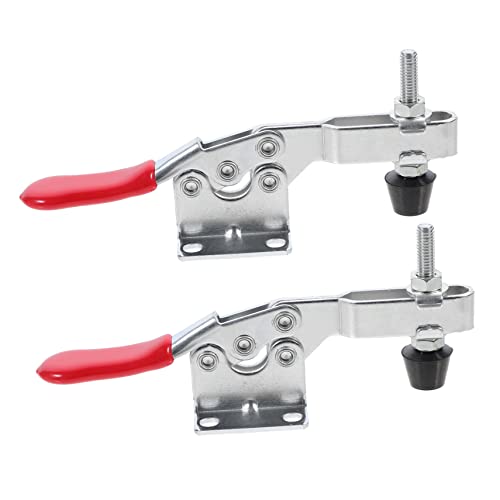 Vaguelly 2pièces Pince Bascule Horizontale Avec Tête Poignée Vinyle Antidérapante Rouge Serre-joint Rapide Pour Assemblage Et Travail Du Bois Soudure Et Machines Lot
