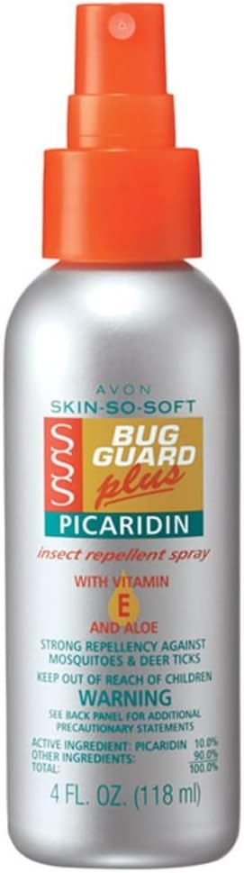 Avon Skin So Soft Bug Guard Plus Picaridin Insect Repellent Spray — Long Lasting DEET-Free Mosquito Repellent with Vitamin E & Aloe — Non-Greasy, Travel-Ready Bug Spray for Families, 4 fl oz