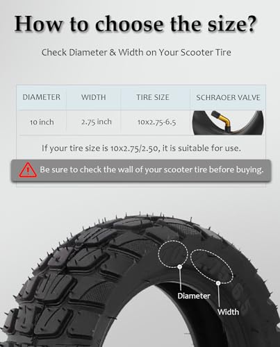Felixstory 10 Inch 10x2.75-6.5 Off-road Tire Rubber Inner Tube Suitable for Speedway 5 Dualtron 3 Hover-1 Alpha JOYOR S Hiboy Titan PRO Electric Scooter Explosion-Proof Shockproof Super-Grip