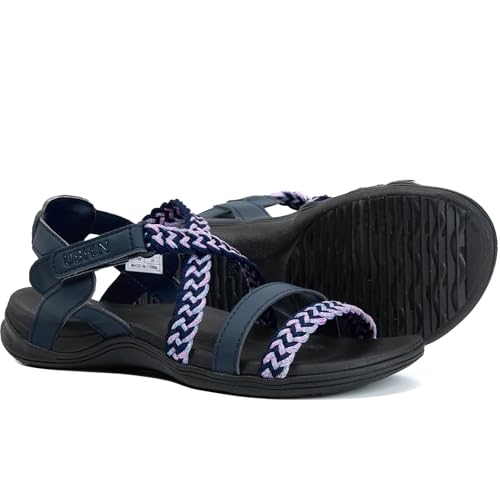 UBFEN Womens Hiking Sandal Sport Sandal Outdoor Comfortable with Adjustable Straps Blue Women US 9