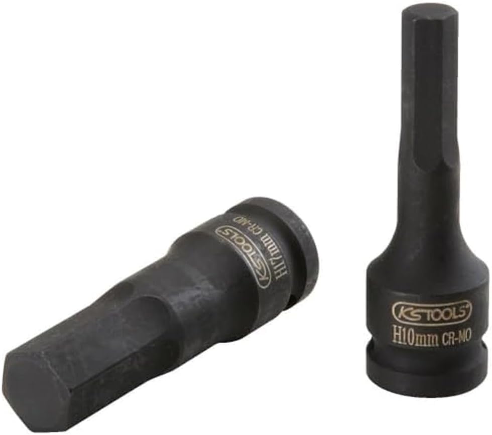 KS Tools Hex Socket 1/2" Drive Impact Bit Long Tip Chrome Molybdenum Steel Metric Allen Socket (19mm)