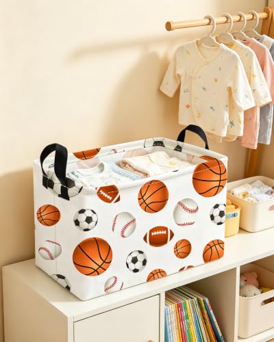 Image of Essme Rectangular Kids Baskets,Ball Storage Box,Cute Basket for Kids with Handles for Room Decor, Book Bins,Shelf Basket.(Ball