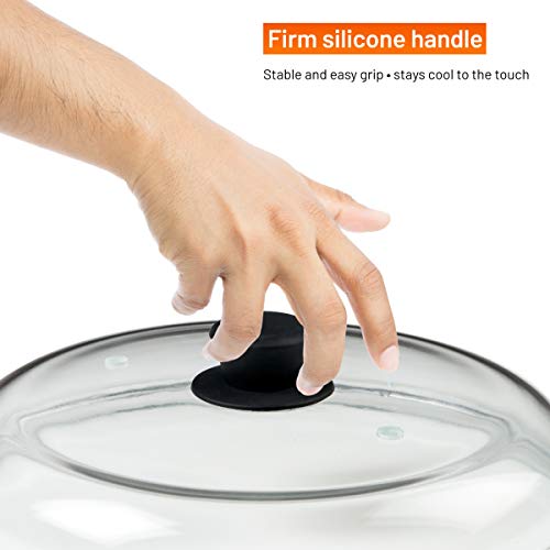 Bezrat Microwave Glass Plate Cover | Splatter Guard Lid with Easy Grip Silicone Handle Knob | 100% Food Grade | BPA Free and Dishwasher Safe | Fits Plates and Bowls 11 x 2 inches (Black) - Thumbnail 3