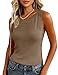 PRETTYGARDEN Sleeveless Sweater Tops for Women 2026 Summer Dressy Ribbed Tank Tops Spring Business Casual Work Shirts Blouses(Khaki,Small)