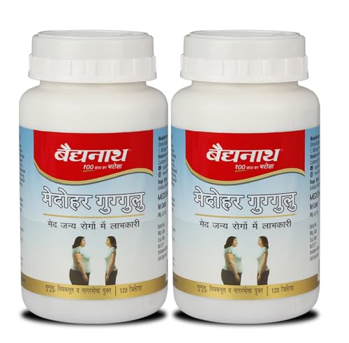 Image of Baidyanath Ayurved Medohar Guggulu Tablets, Enriched with Guggulu, Chitrakmool and Nagarmotha- 120 Tablets (Pack of 2x120)