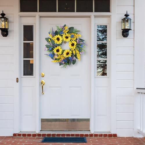 Couronne de tournesols artificiels de qualité supérieure pour intérieur et extérieur - 5