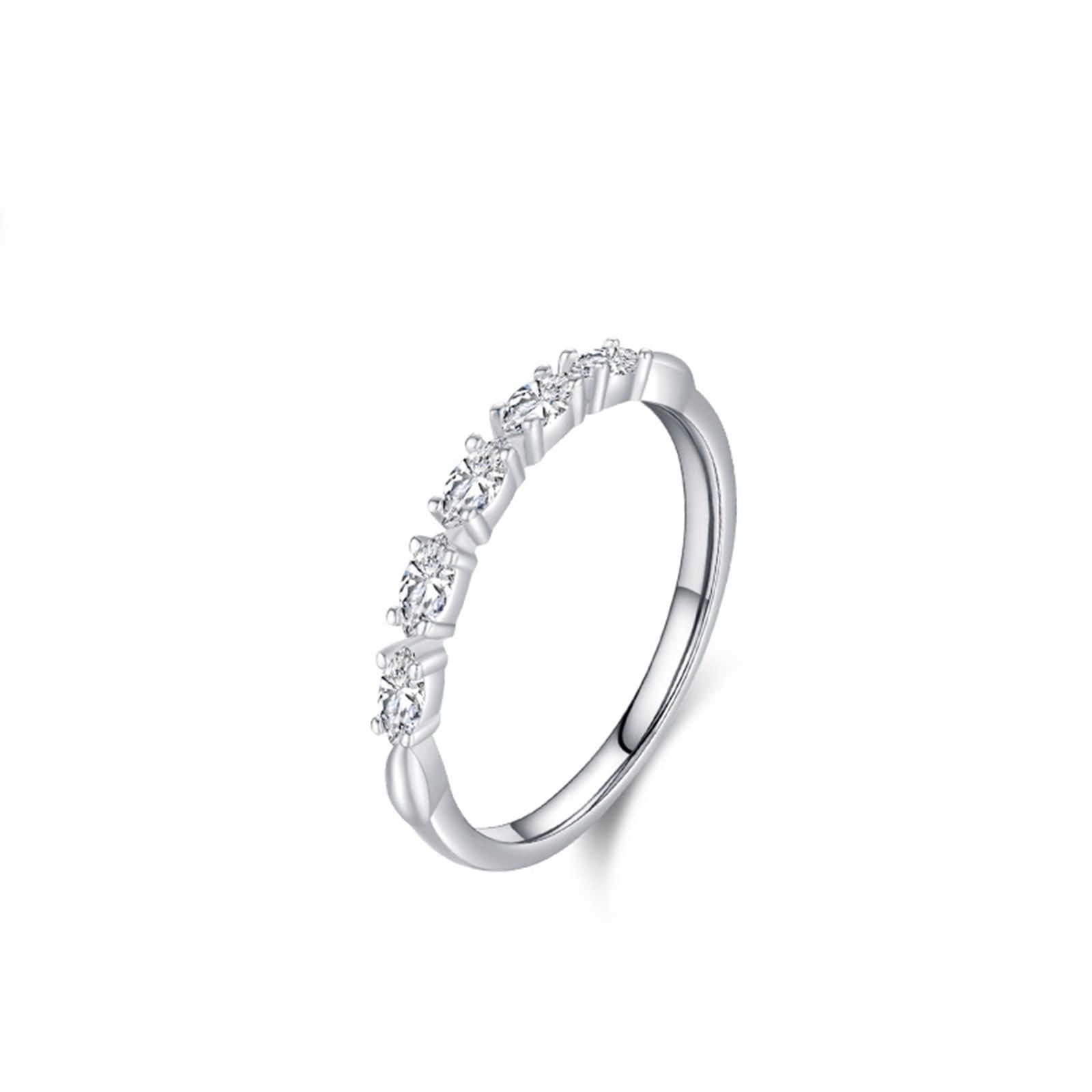 Anillos de compromiso para mujer, de plata, con diamantes sintéticos, platino 950, talla 45 (14.3)