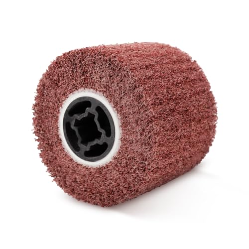 Mumjooyi cepillo de nailon, rodillo de lijado, rasador, amoladora angular, manguitos de lijado, lijadora para pulir, color rojo, 120 x 100 mm, grano 60