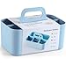 Multiuse Caddy Organizer with Handle - Stackable Plastic Tote Bin - Art Craft Supplies, Office, Desk, Stationery Pen Holder, Kitchen, Utensil, Makeup, Bathroom, Shower, Cleaning, Dorm Organizer - Blue