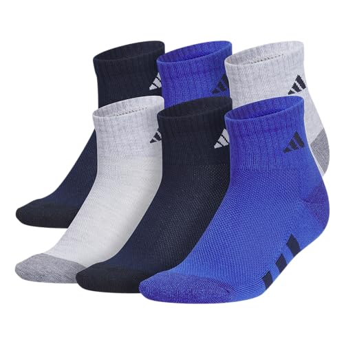 Opiniones y reviews de Ropa de Ejercicio y fitness para Niño Top 10. 46 Calcetines deportivos acolchados (6 pares) para niños, niños y niñas, ajuste por encima del tobillo, tela duradera, Gris Light Heather/Navy/Lucid Blue, Large