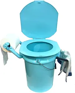 LEE FISHER SPORTS Portable Toilet with Toilet Paper, Accessory Holder-Great for Fishing, Boating, Camping, Hunting, Hiking, Outdoor Activities