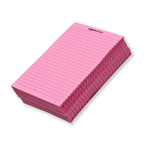Image of amazon basics Wide Ruled 5X 8 - Inch 50-Sheet Lined Writing Note Pad, Pink - Pack Of 12