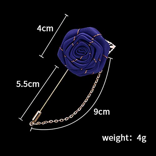 image for YOOESTORES82 YOOE Men Cloth Rose Flower with Gold Leaf Brooch. Red Blu