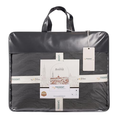 Image of MYTRIDENT Nectarsoft Italian Retreat King Size (228 cm x 274 cm) Bedcover Set, 100% Cotton, Slate