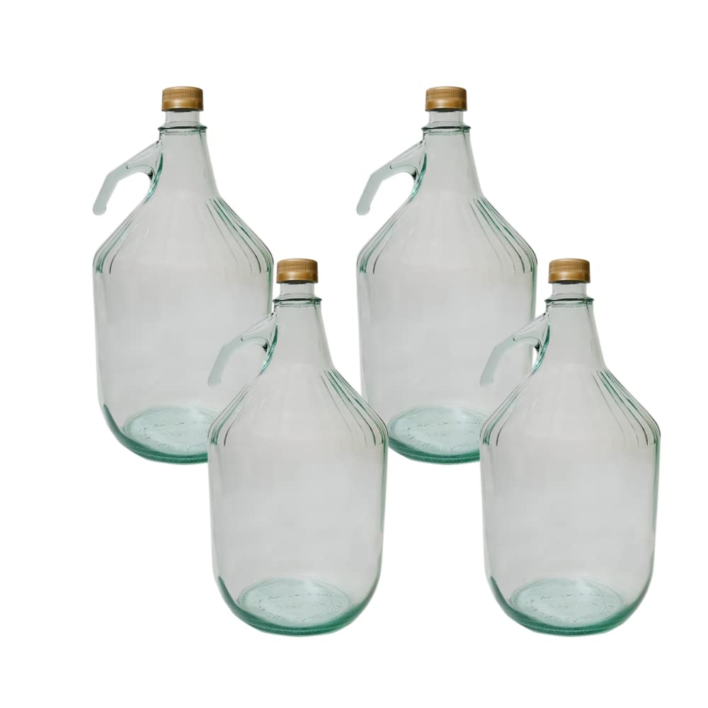 DIAH DO IT AT HOME 4X 5L Large Glass Carboys with Leakproof Screw Caps - Reusable Brewing Demijohn Fermentation Vessels for Homemade Wine, Hard Cider, Spirits & Liquid Storage (Set of 4) โ image 1