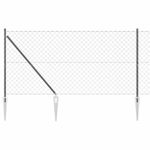 vidaXL Clôture en Treillis avec poteaux Gris 1.4 x 10 m Acier, Panneaux de clôture en Acier, durables pour Jardin et terrasse, barrière privée, séparateur de Jardin, extérieur