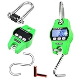 Hängewaage, Tragbare Digitale Hängewaage 300KG Kofferwaage Digital mit Haken, Elektronische Kranwaage mit LCD Display und Genauer Nachladefedersensor für Reisen Familienleben Koffer Angeln(Grün)