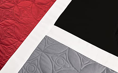 Chezmoi Collection 7-Piece Quilted Patchwork Comforter Set, Red/Gray/Black, Full by Chezmoi Collection - Image 4