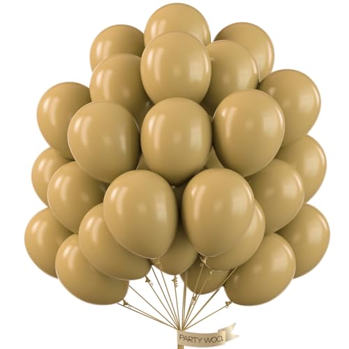 Image of PartyWoo Tan Balloons 100 pcs 12 Inch Light Brown Neutral Boho Coffee Latex Helium Balloons for Wedding Baby Shower Gender Reveal Graduation Safari Woodland Birthday Party Decorations Tan-F19
