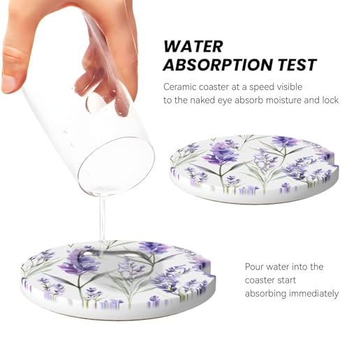 Posavasos para Auto de Cerámica, Floral Morado, 2 Pzas miniatura 4