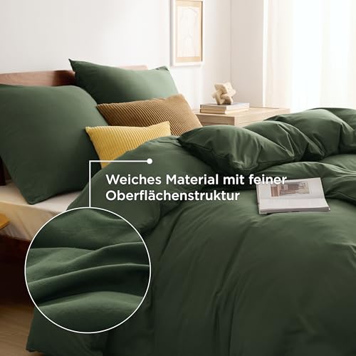 BEDSURE Bettwäsche 135x200 4teilig Mikrofaser - Grauolivgrün, 80x80 Kissen – Ansicht 4