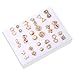 FANSWAN 18Pairs Set Gold Silver Studs Earrings Elegant Mixed Styles Heart and Flower Earrings Accessory for Fashion Lovers