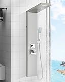 TVTIUO Duschpaneel aus Edelstahl, Duschsystem mit LED, Hydromassage-Säule mit 5 Funktionen, gebürstete Oberfläche.