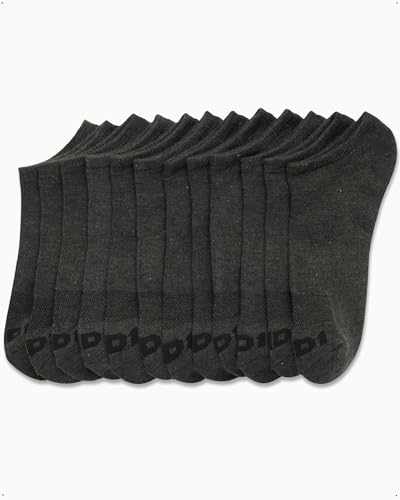 AND1 Mens Low Cut Socks - 12 Pack Performance Stretch Athletic Compression Sock for Men - Sports No Show Socks (6-12.5), Size 6-12.5, Charcoal Grey