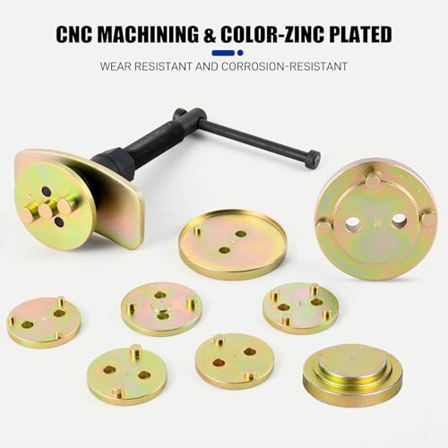 Image of 26pc Brake Caliper Wind Back Tool, Color-zinc Plated Brake Caliper Compression Tool Set with 18 Disc Adapters, 4 Handers for Brake Pad Replacement, High Strength Storage Box