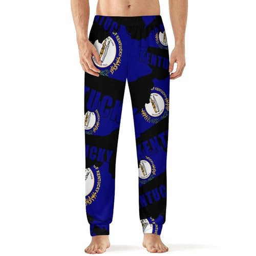 Kentucky Map Flag United States Men's Pajama Bottoms Sleep Lounge Soft Comfy Pants Sleepwear