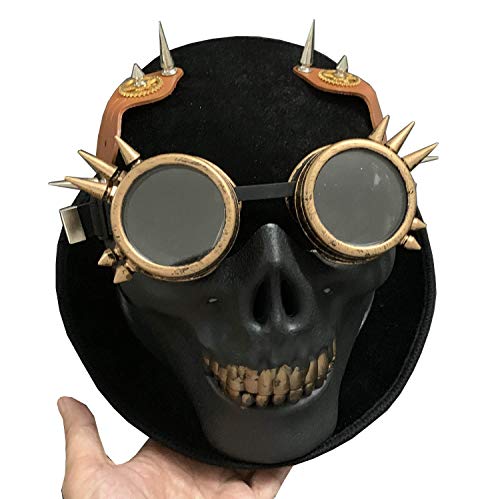 vogueteen Skull Mens Punk Steampunk Hat Vintage Gothic Goggles Party Black Top Hat steampunk buy now online vogueteen Skull Mens Punk Steampunk Hat Vintage Gothic Goggles Party Black Top Hat steampunk buy now online