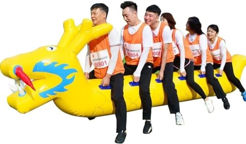 Barco inflable de dragón para juegos grupales de césped y animación