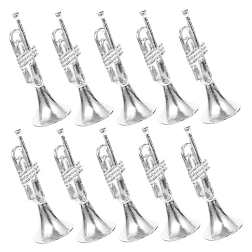 ERINGOGO 10pcs Miniature Trumpet Instruments Mini Plastic Trumpet Mini Musical Instruments Ideal for Dollhouse