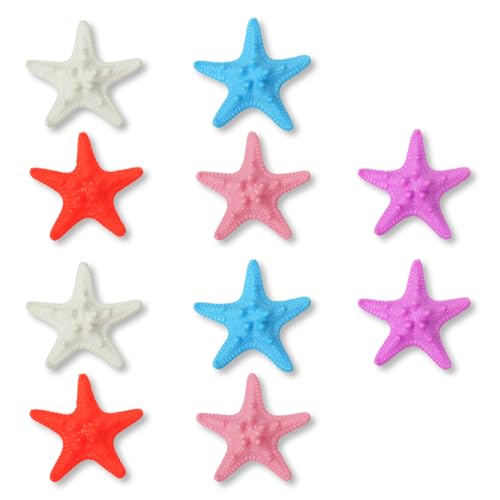 KEQAR 10 peças mini estrelas do mar decorativas, estrelas do mar naturais, bricolage trabalhos manuais, tema de praia, acessórios de aquário, decorações para a casa (5,5 cm)
