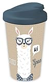 infinite by GEDA LABELS (INFKH) 12017 Lama Spucken beige Coffee to go Becher, Thermosbecher, Mehrwegbecher, Mehrfarbig