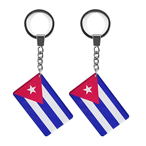 QQSD Cuba Flag Keychain Cuban Key Ring, 2 Pack